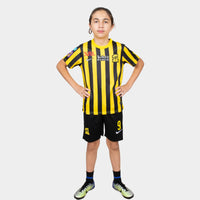 Thumbnail for Al Ittihad Fc Kids Kit Home Season 23/24 Designed By Mitani Store , Regular Fit Jersey Short Sleeves And Round Neck Collar In Yellow Color