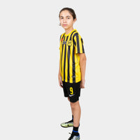 Thumbnail for Al Ittihad Fc Kids Kit Home Season 23/24 Designed By Mitani Store , Regular Fit Jersey Short Sleeves And Round Neck Collar In Yellow Color