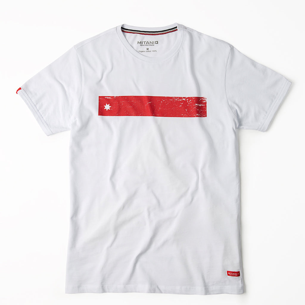 Red Line T-Shirt Short Sleeve - White - Mitani Store